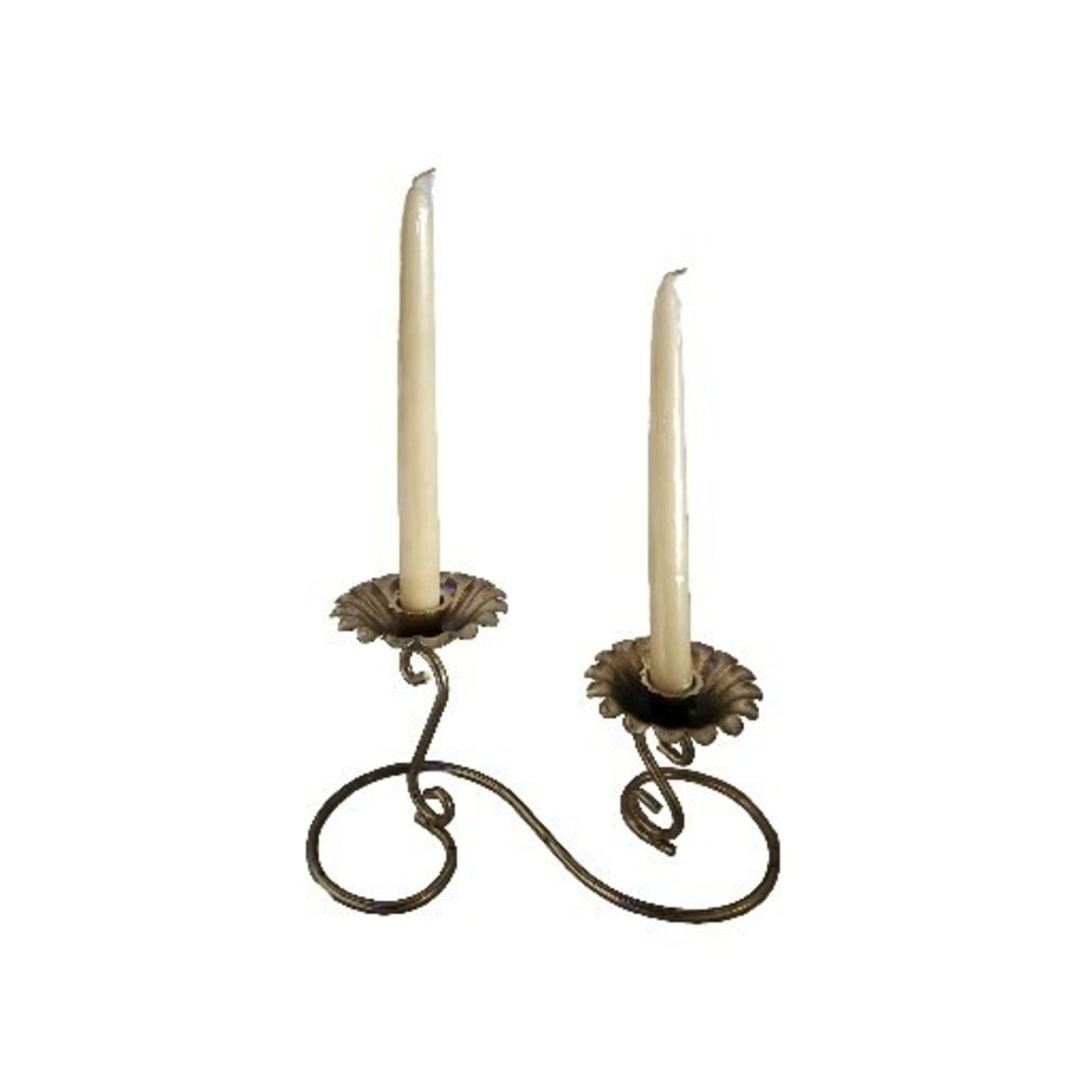 Vintage Brass Double Candelabra Floral Bloom Swirl Regency Table Top Victorian